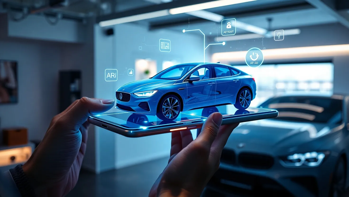 Person using Gaari AR app to view and inspect a virtual car